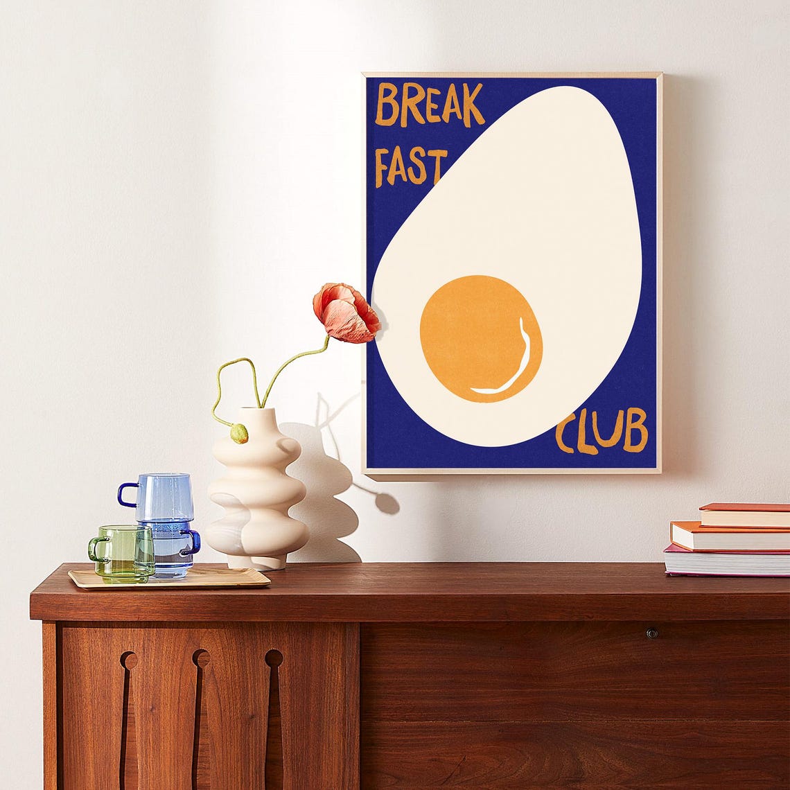 Breakfast Club Fried Egg Funny Kitchen Typography Retro Print - Image 3