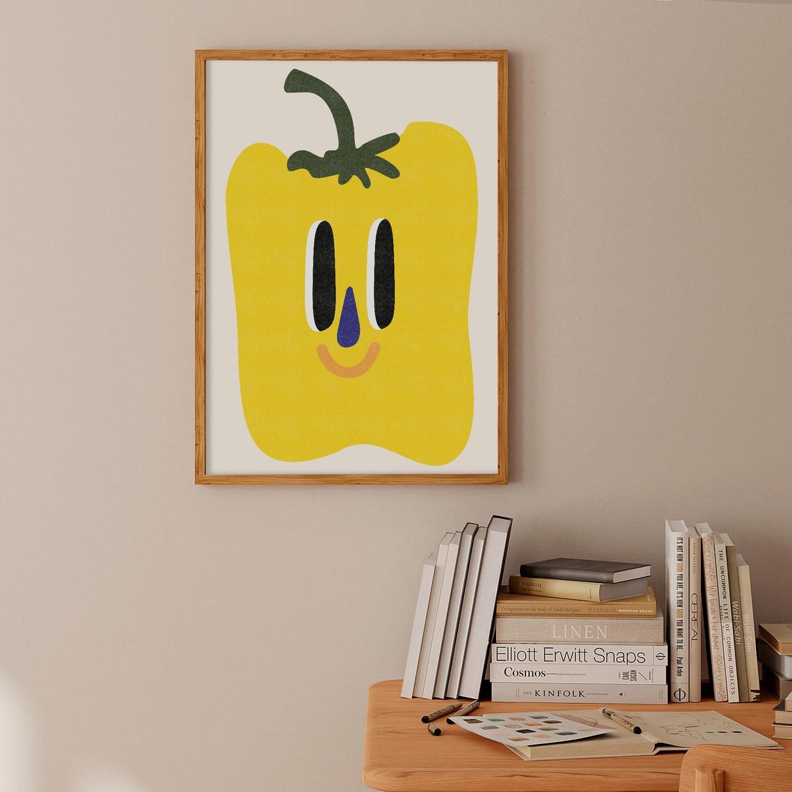 Happy Smiling Yellow Bell Pepper Cute Kitchen Character Print - Image 3
