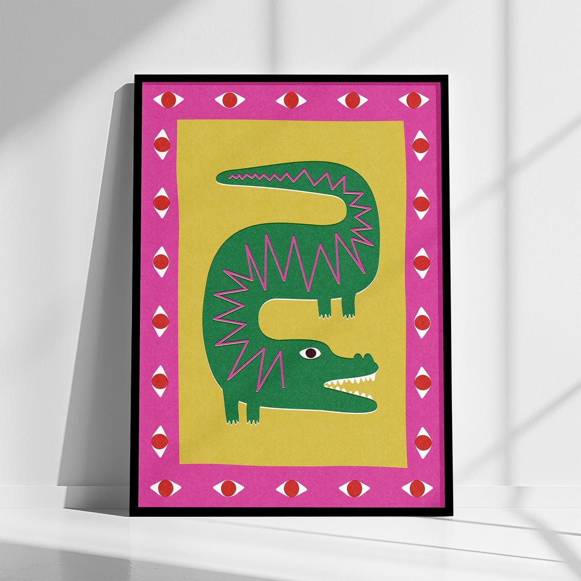 Colorful Crocodile Quirky Folk Art Playful Jungle Animal Print