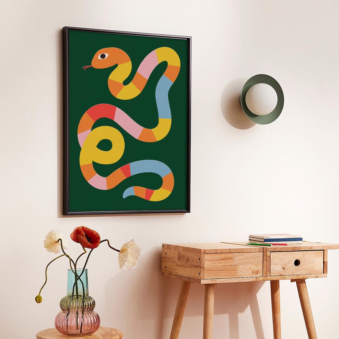 Colorful Rainbow Snake Quirky Reptile Illustration Modern Wall Art - Image 3