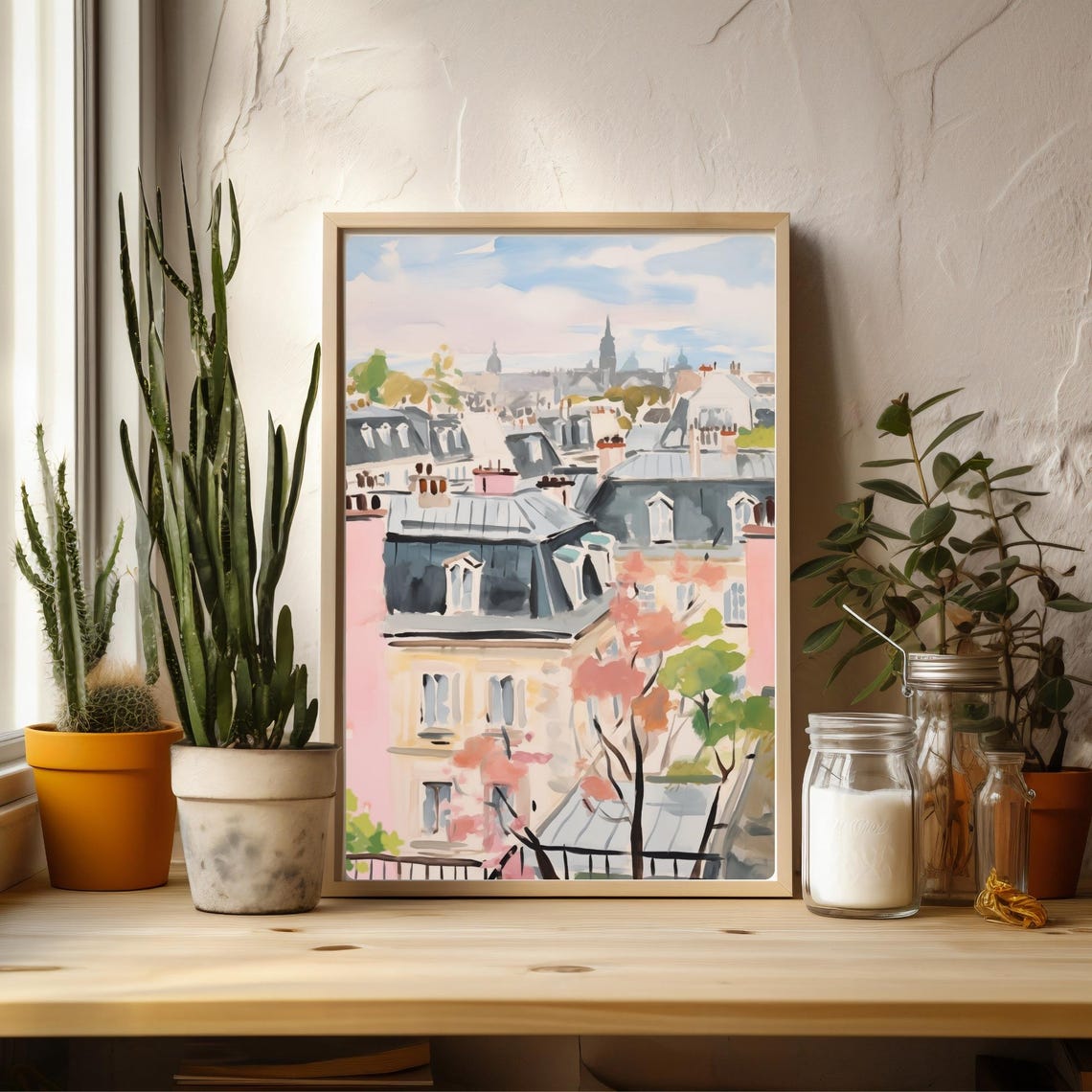 Paris Montmartre Rooftops View Haussmann Skyline Painting Poster - Image 3