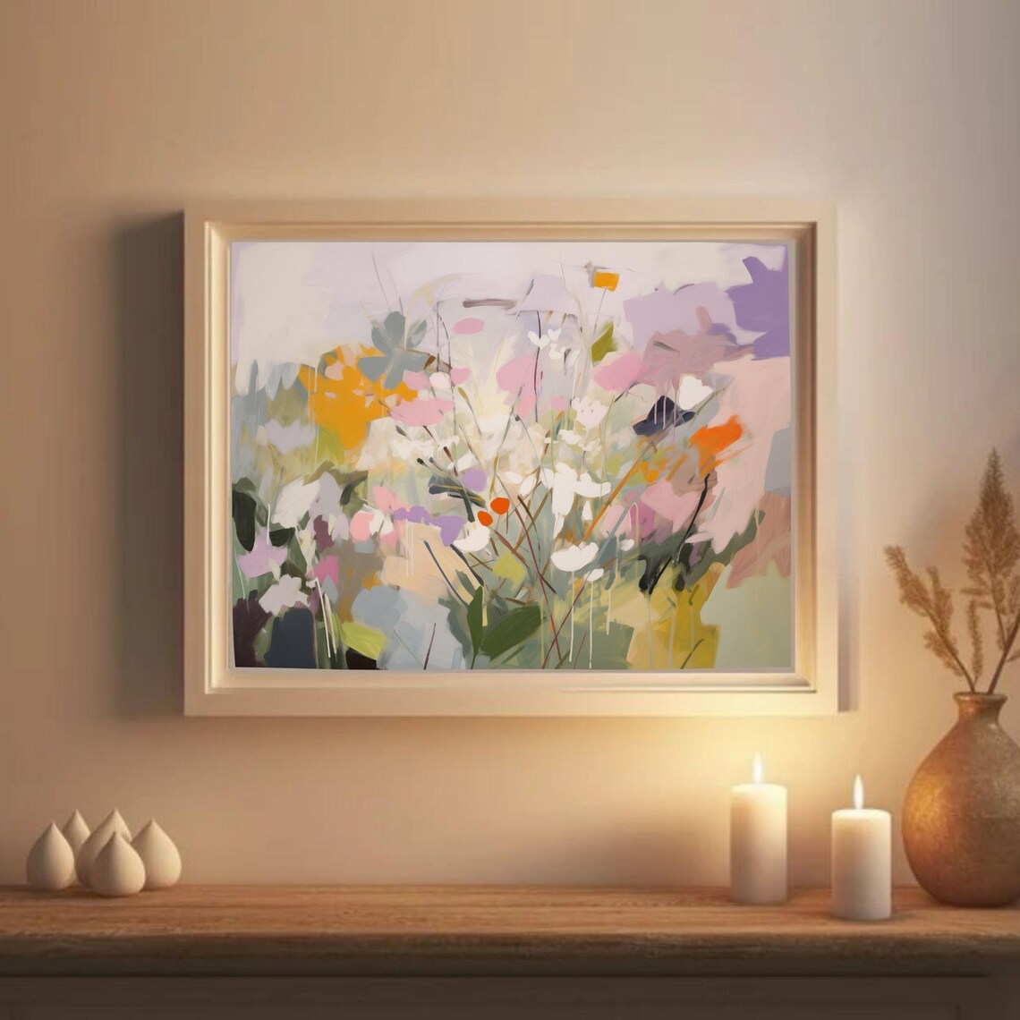 Pastel Wildflower Meadow Abstract Painting Colorful Garden Poster - Image 2