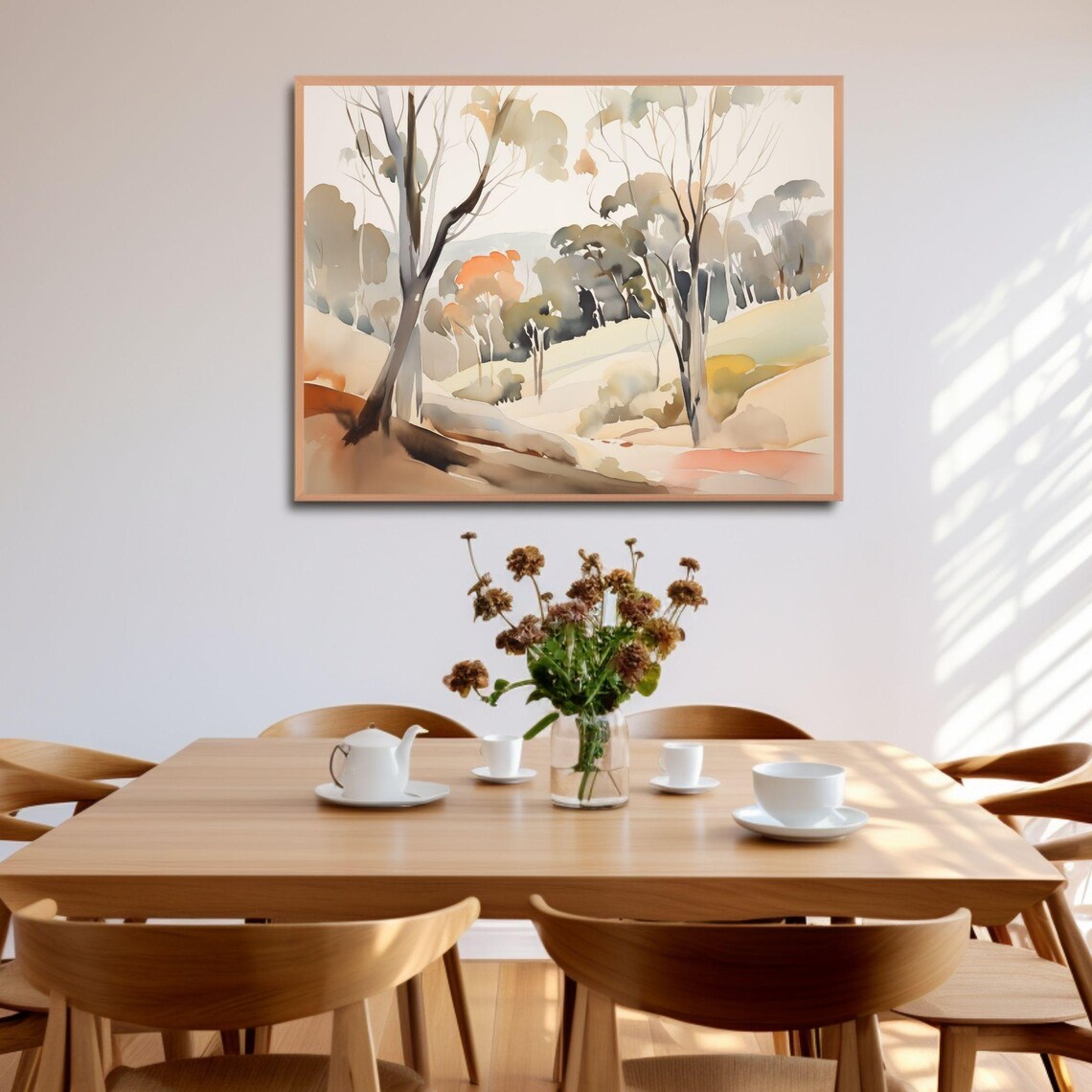 Neutral Eucalyptus Tree Watercolor Landscape Warm Earth Tone Poster - Image 3