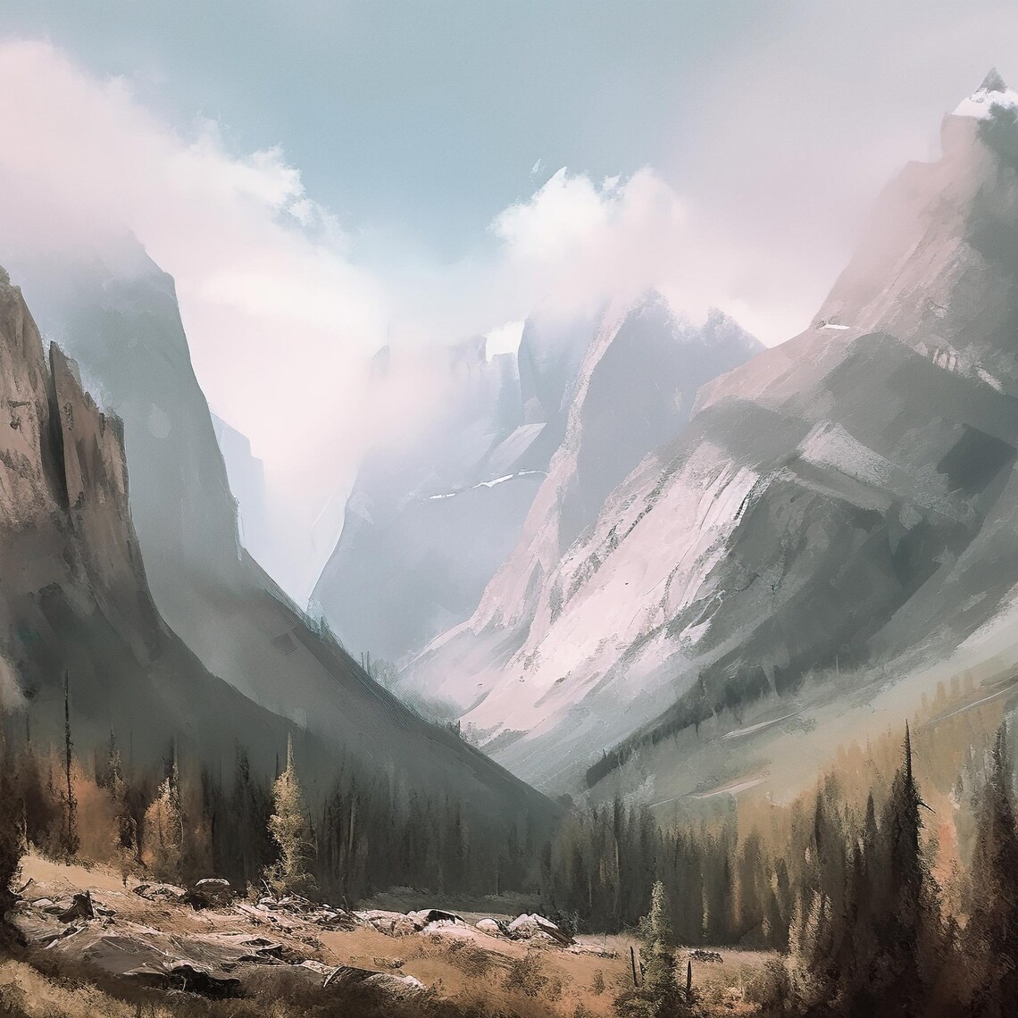 Banff National Park Vintage Oil Painting, Alberta Canada - Image 2