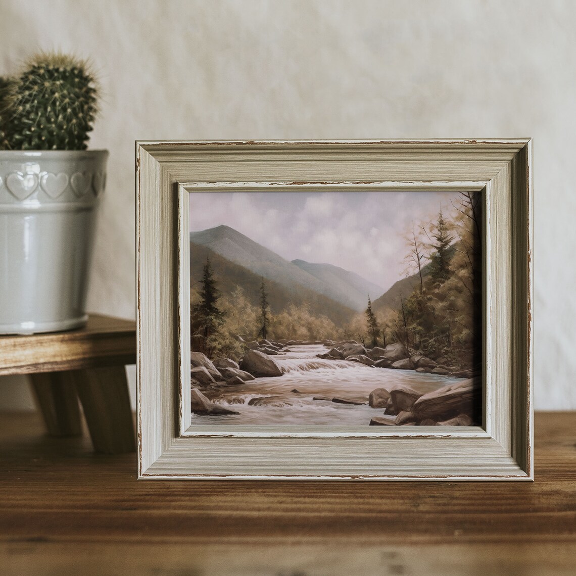 Great Smoky Mountains Vintage Oil Painting Print - Image 2