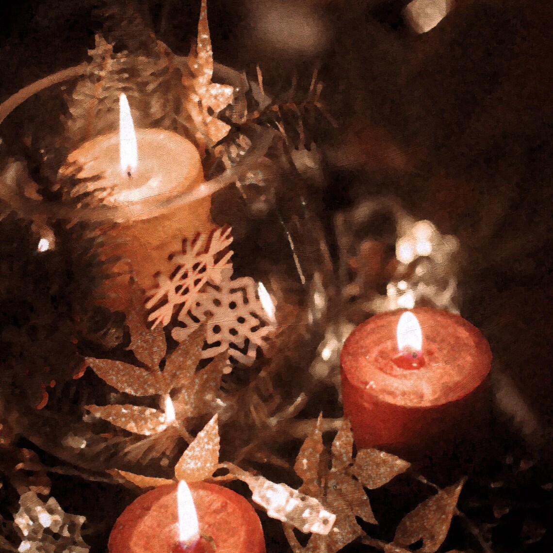 Christmas Candles and Decorations Painting, Christmas Decor - Image 3