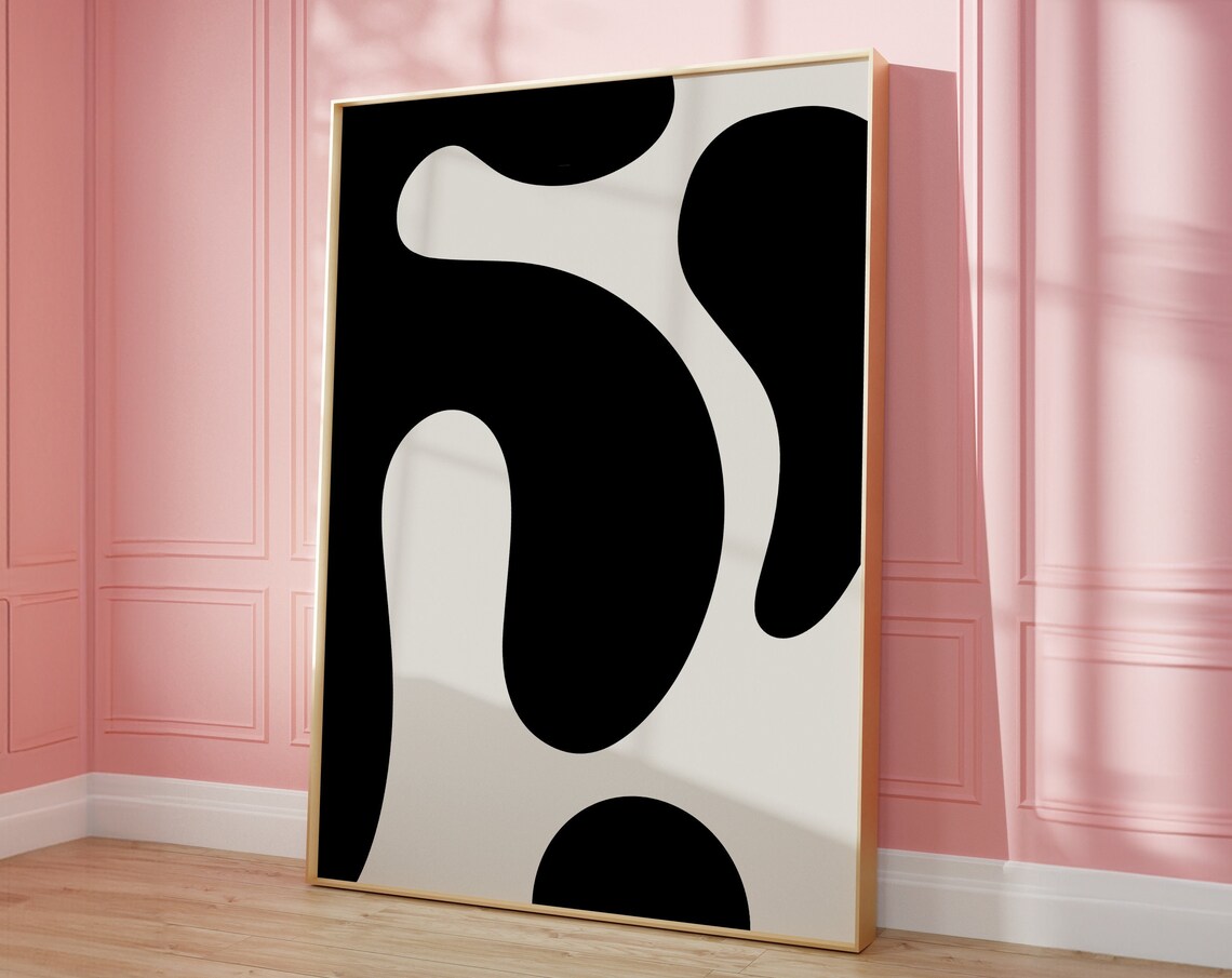 Retro Abstract Black And White 70s Art Print