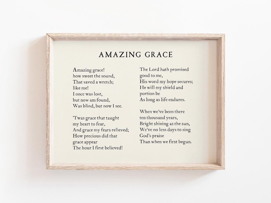 Amazing Grace Christian Hymn Typography Decor