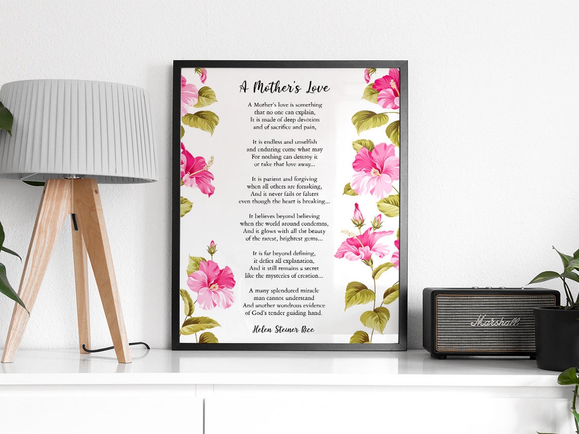 A Mothers Love Poem, Motherhood Typography Art Print - Image 2