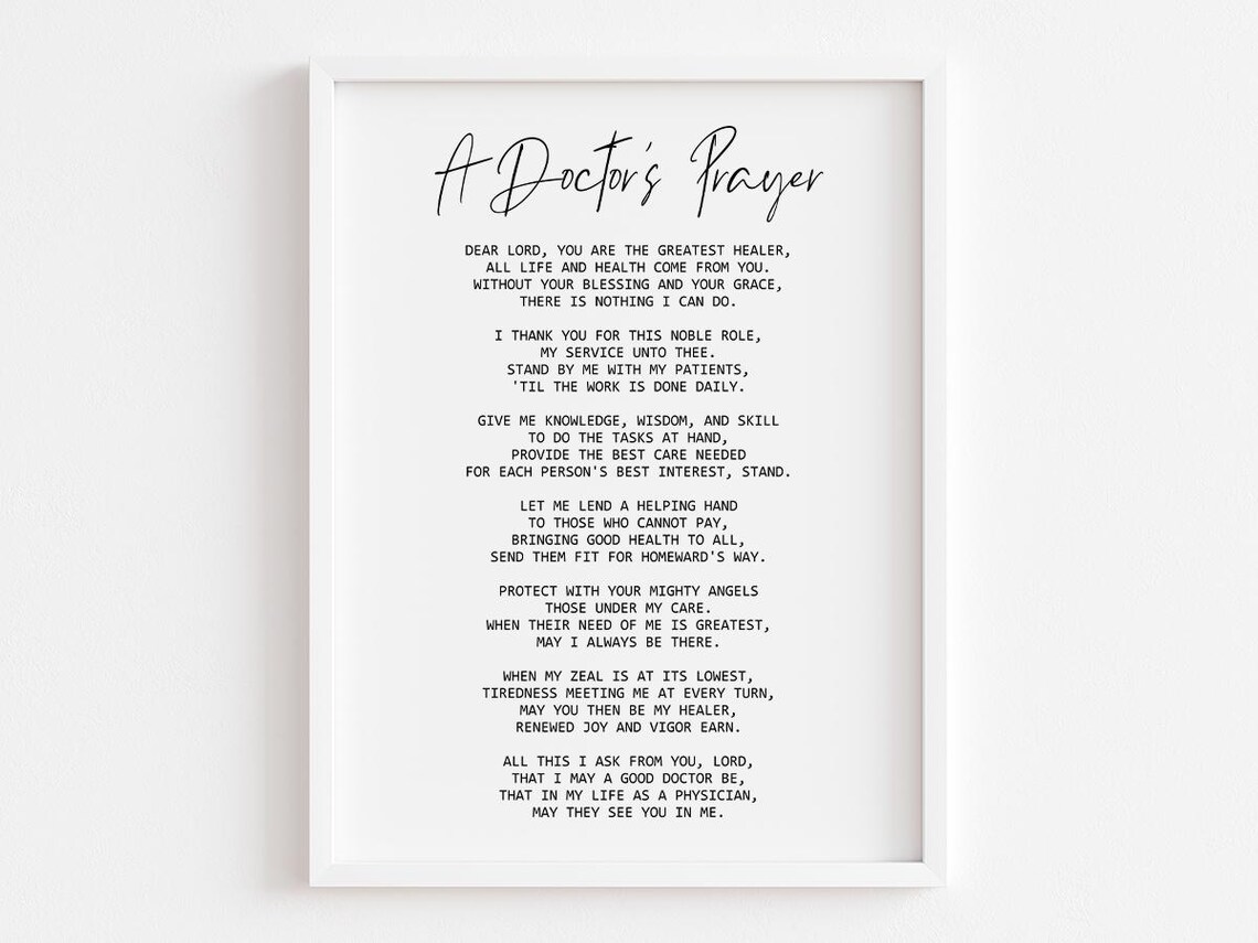 Doctor Prayer Appreciation Medical Oath, Gift