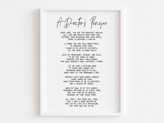 Doctor Prayer Appreciation Medical Oath, Gift
