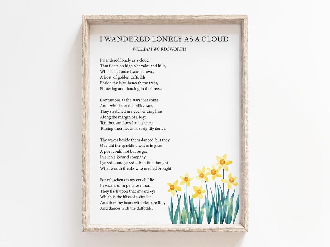 I Wandered Lonely As A Cloud Poem, Art Print