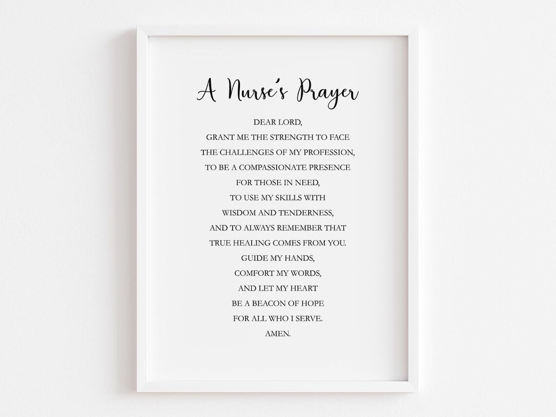 A Nurse's Prayer Nursing Student Medical Graduation Prayer Poster