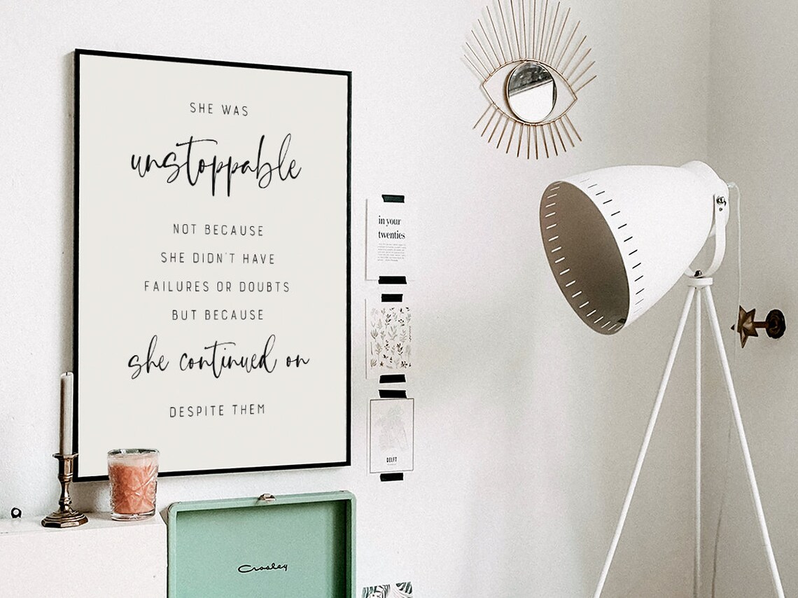 She Was Unstoppable Quote, Female Empowerment Decor - Image 3
