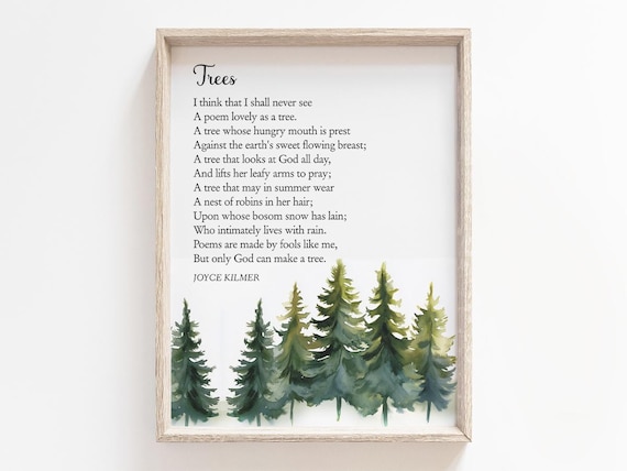 Trees Poem By Joyce Kilmer, Nature Wall Art Print
