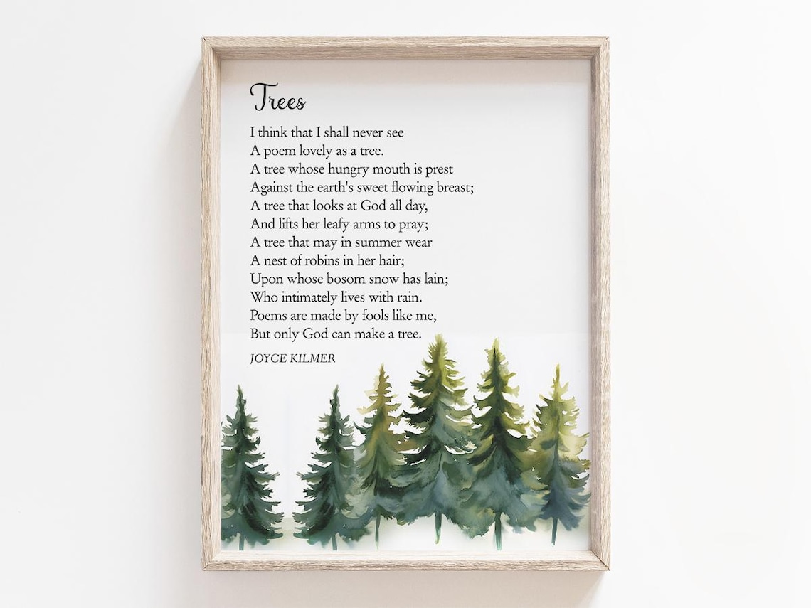 Trees Poem By Joyce Kilmer, Nature Wall Art Print