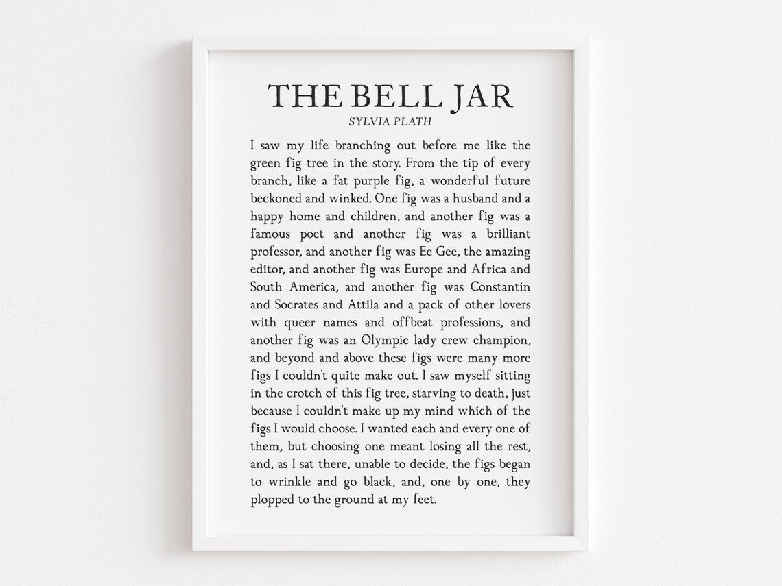 The Bell Jar Quote By Sylvia Plath, Literature Decor