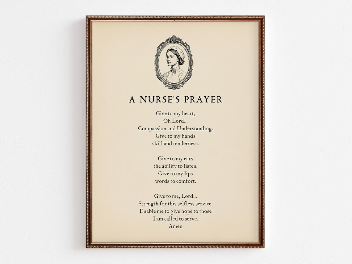 A Nurses Prayer Vintage Compassion Gratitude Nurse Graduation Gift Poster