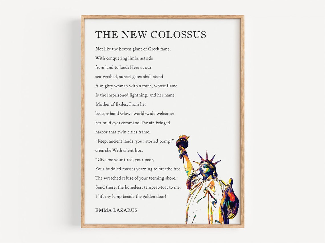 The New Colossus Poem, Statue Of Liberty Art Print