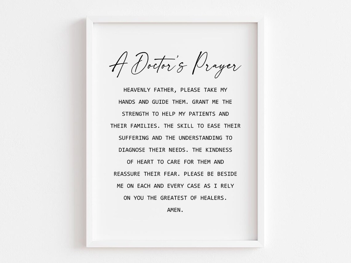 A Doctor's Prayer Medical Professional Blessing Script Wall Art