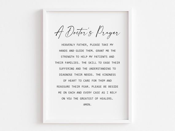 A Doctor's Prayer Medical Professional Blessing Script Wall Art