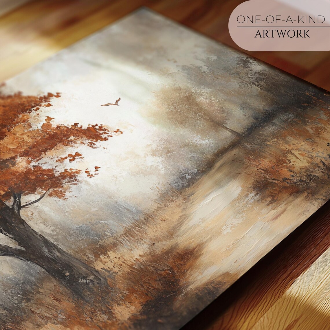 Antique Autumn Path Landscape, Tranquil Nature Scene - Image 2