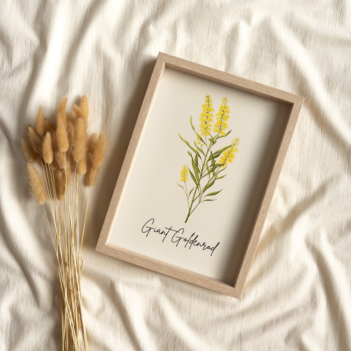 Giant Goldenrod Botanical Watercolor State Flower Minimalist Art Print - Image 2