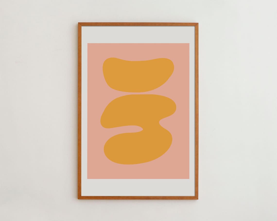 Minimalist Abstract Geometric Art Modern Home Decor Orange Wall Poster