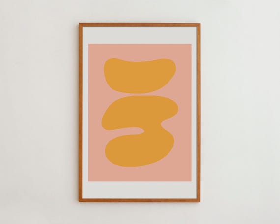 Minimalist Abstract Geometric Art Modern Home Decor Orange Wall Poster