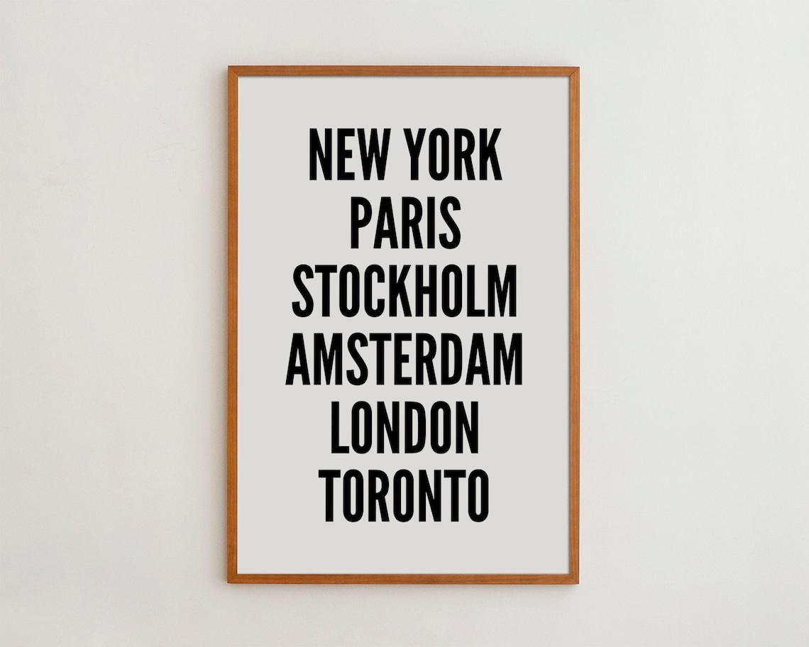 New York Typography Art Print, Black And White