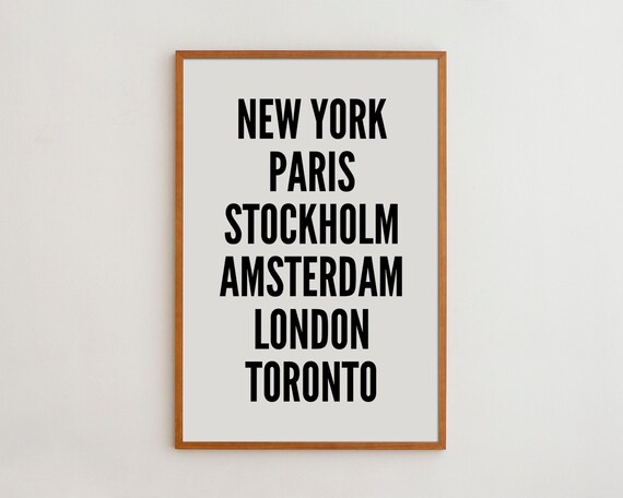 New York Typography Art Print, Black And White