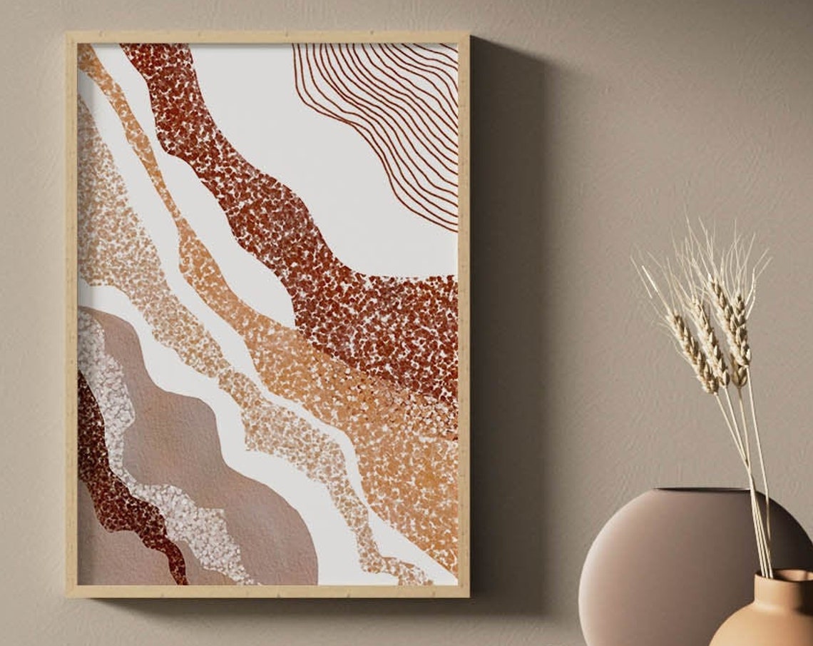 Rust Terracotta Diagonal Flow Lines Textured Earth Abstract Poster