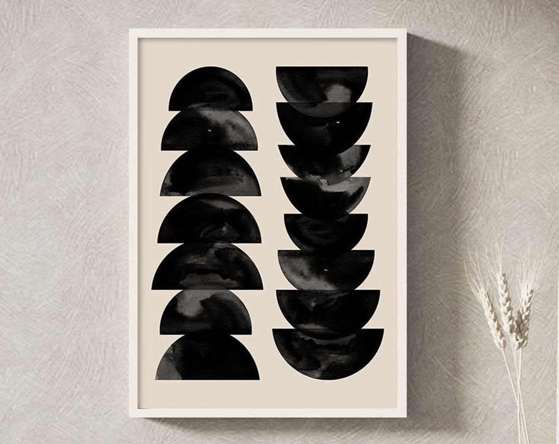 Black Half Circle Stacks Geometric Art Modern Minimalist Poster - Image 3