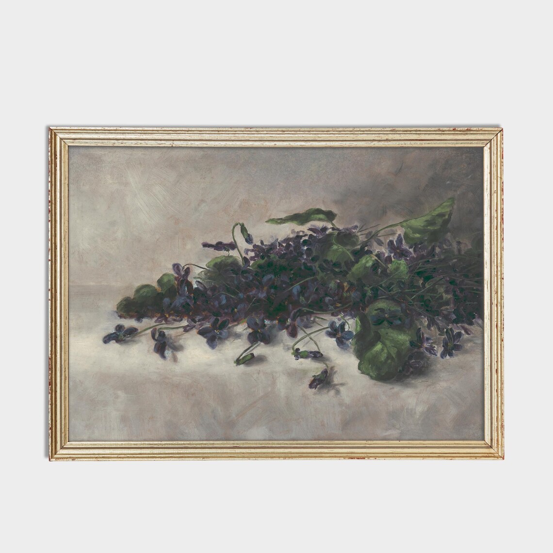 Vintage Purple Violets Still Life Antique Floral Painting Poster - Image 2