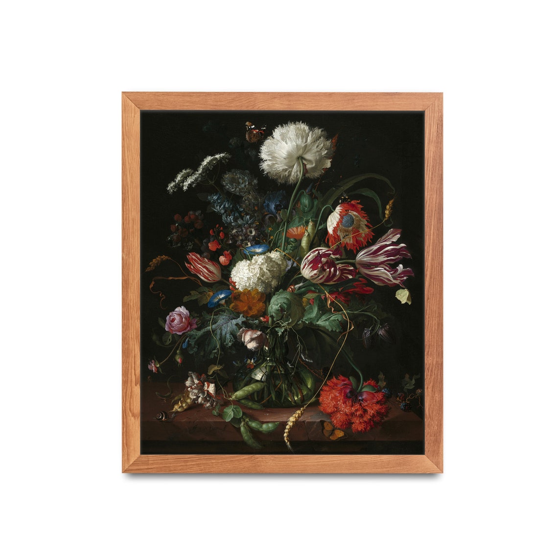 Dutch Floral Still Life with Tulips on Dark Background Poster - Image 3