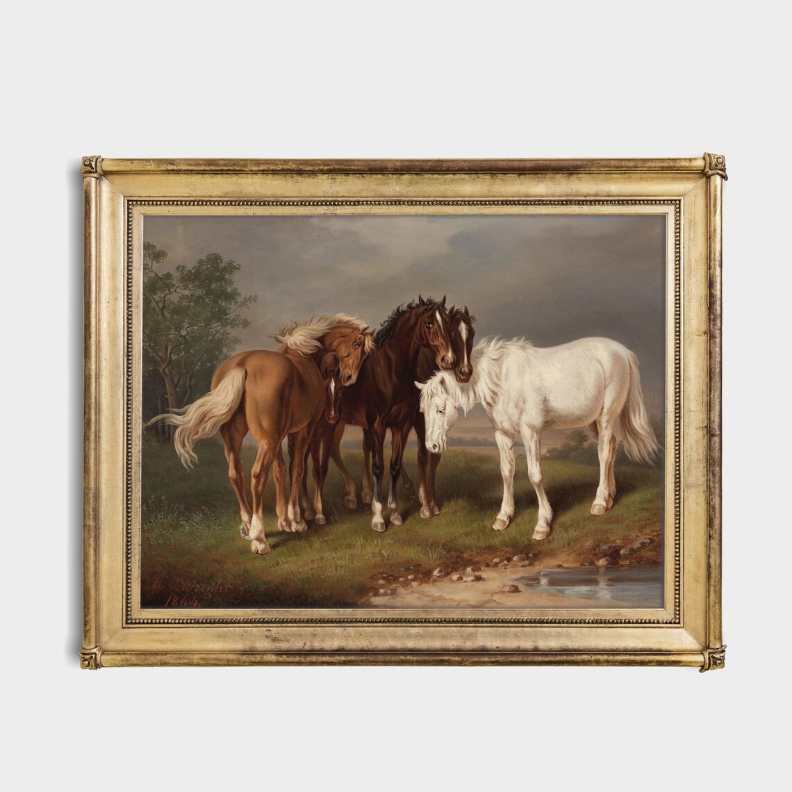 Vintage Horse Painting Moody Rustic Poster Print - Image 2
