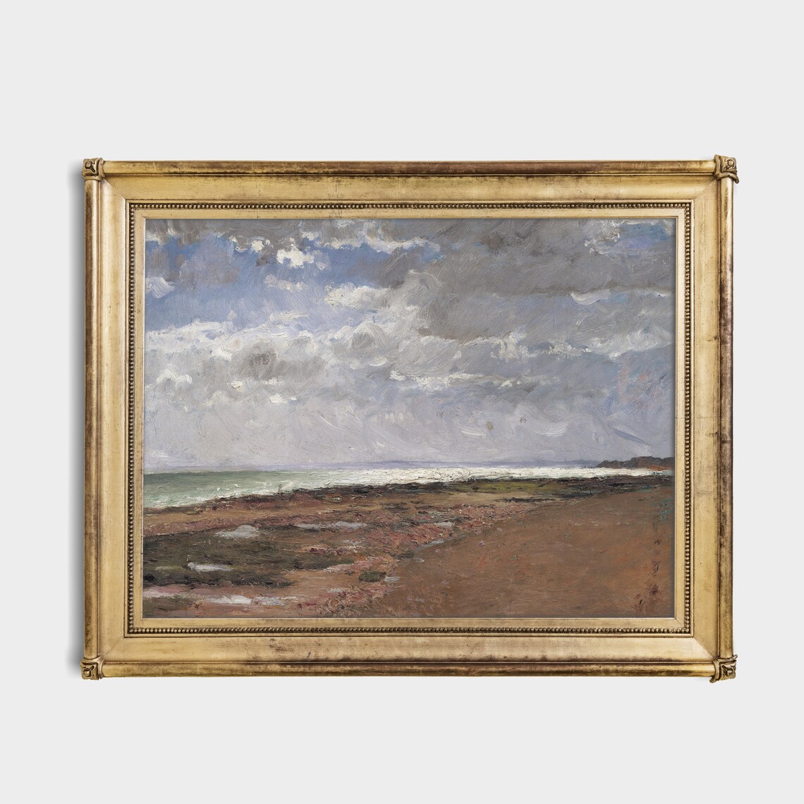 Dramatic Vintage Rocky Beach Seascape Painting Coastal Poster - Image 3