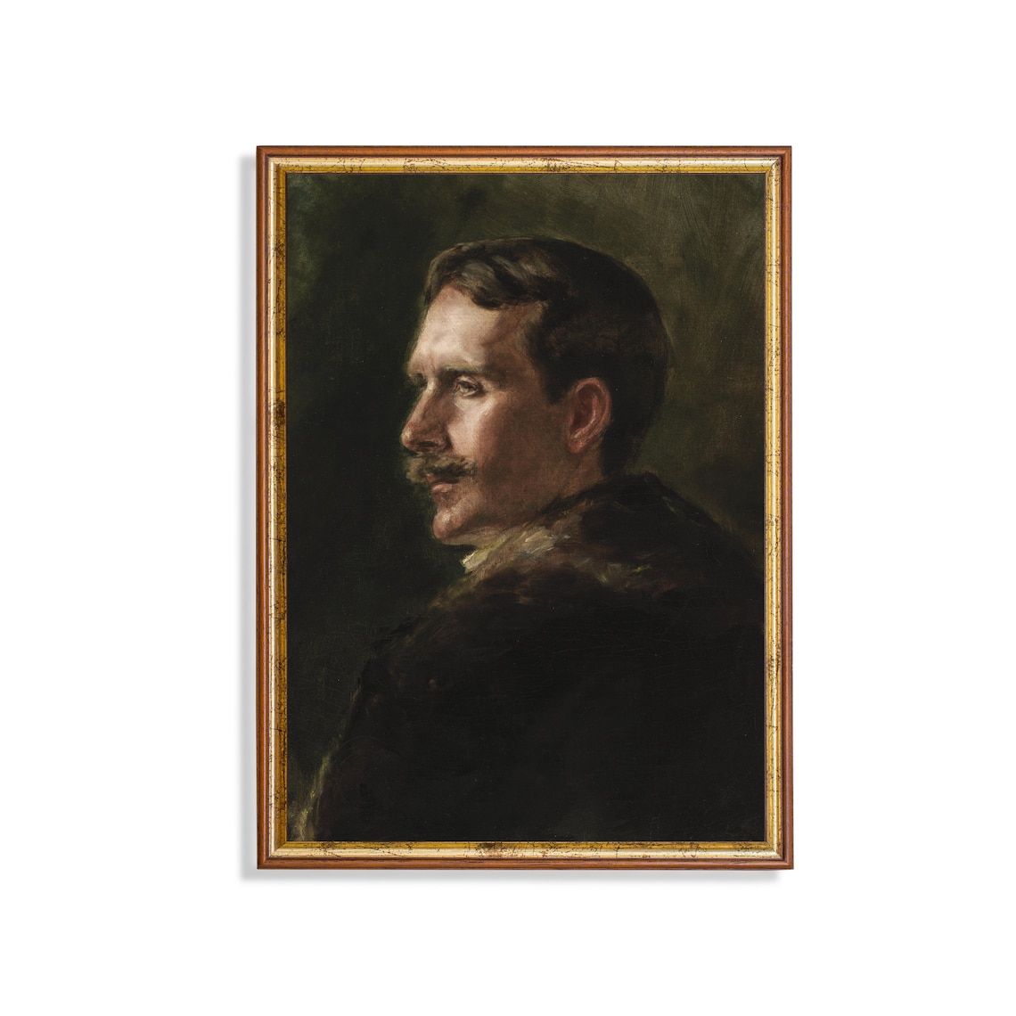 Moody Vintage Gentleman Portrait With Mustache Dark Art Poster