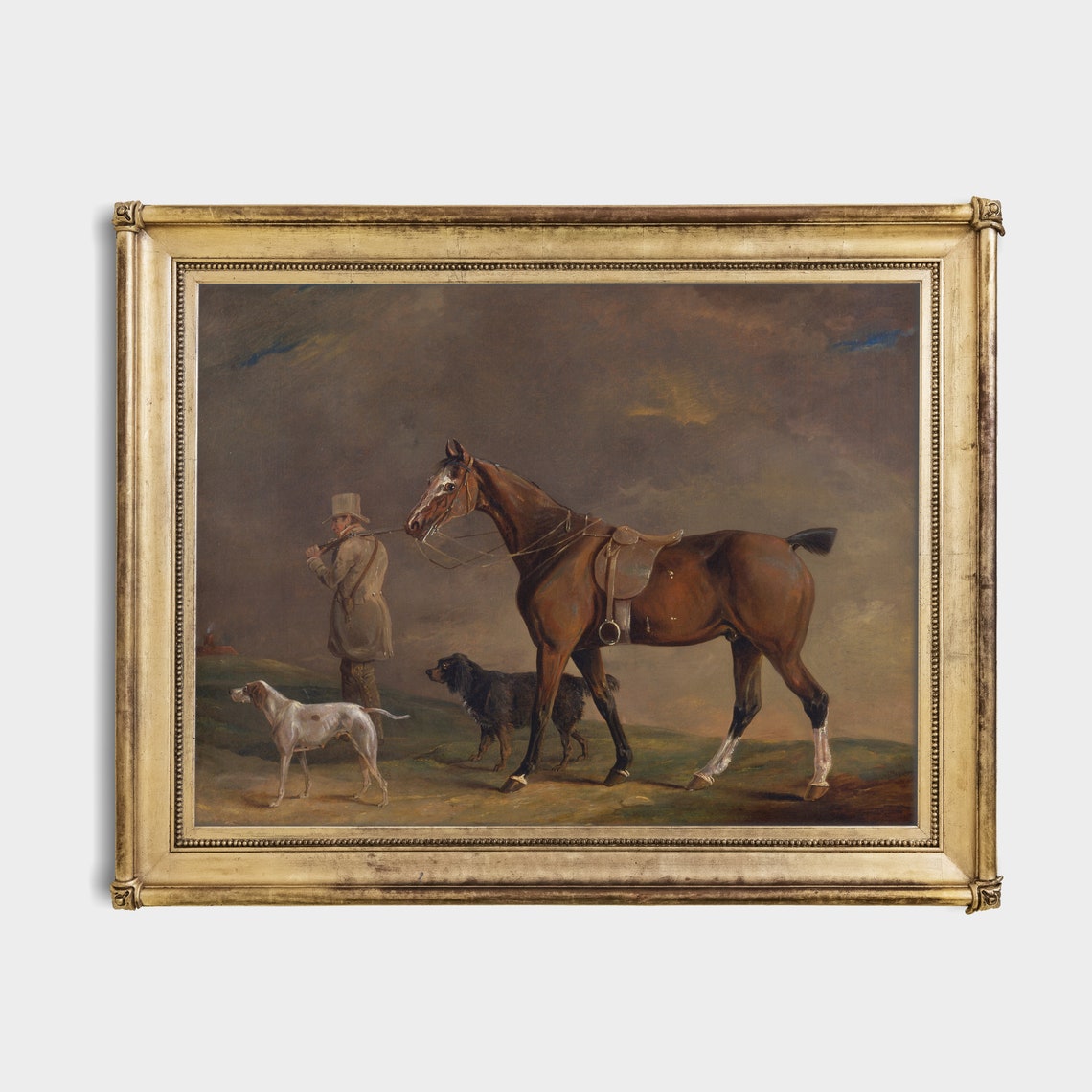 Huntsman With Horse And Two Dogs On The Moor Vintage Sporting Poster - Image 2