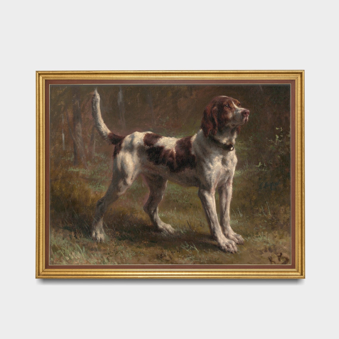 Vintage Dog Painting Antique Dog Portrait Print Moody Rustic Painting Farmhouse Animal Print Wall Art - Image 3