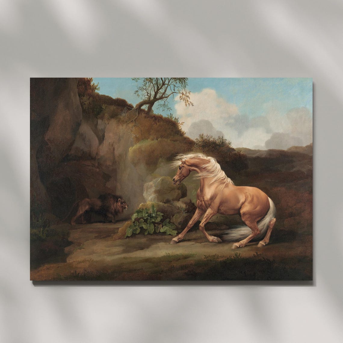 Dramatic Horse Startled By Lion Old Master Animal Painting Poster - Image 5