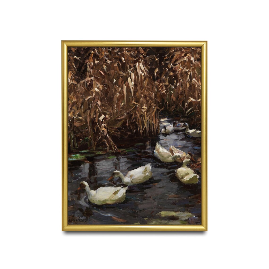 Alexander Koester White Ducks among Autumn Reeds Vintage Poster - Image 2
