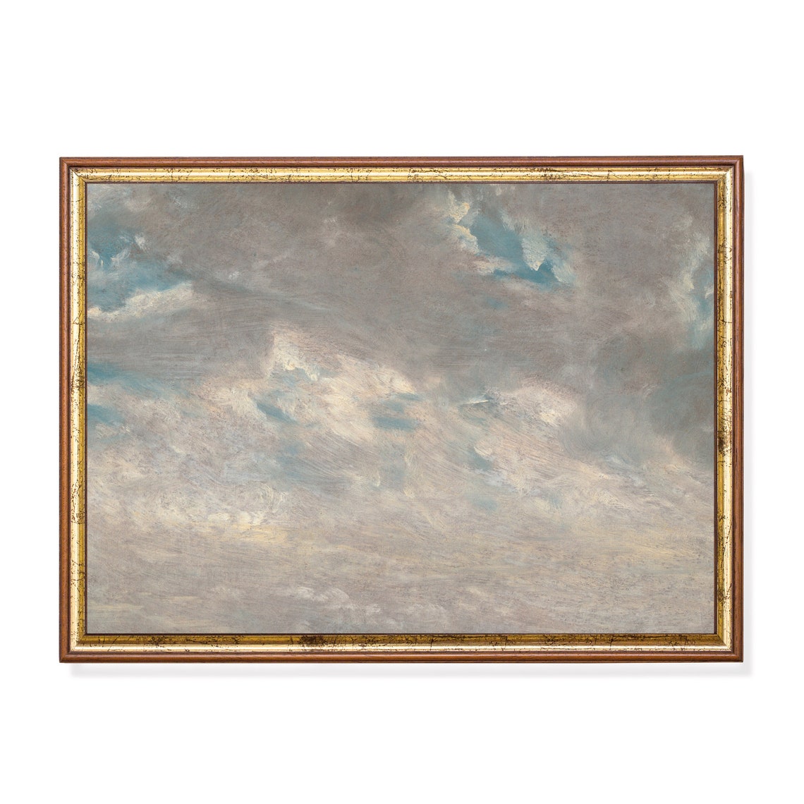 Swirling Gray Clouds with Patches of Blue Sky Oil Study Poster