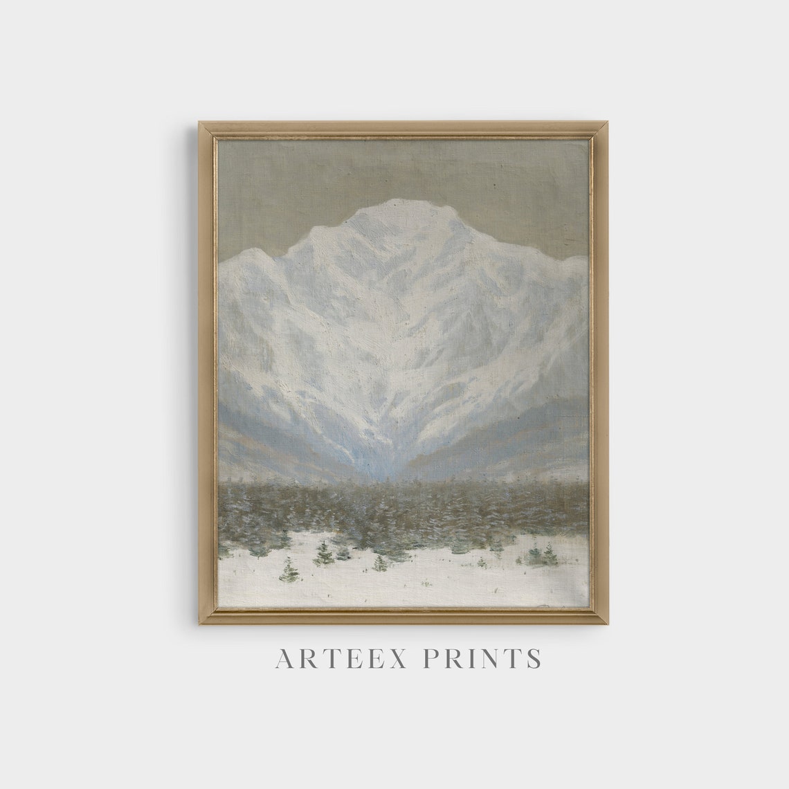 Snow Capped Peak Above Pine Forest Winter Landscape Scene Poster - Image 4