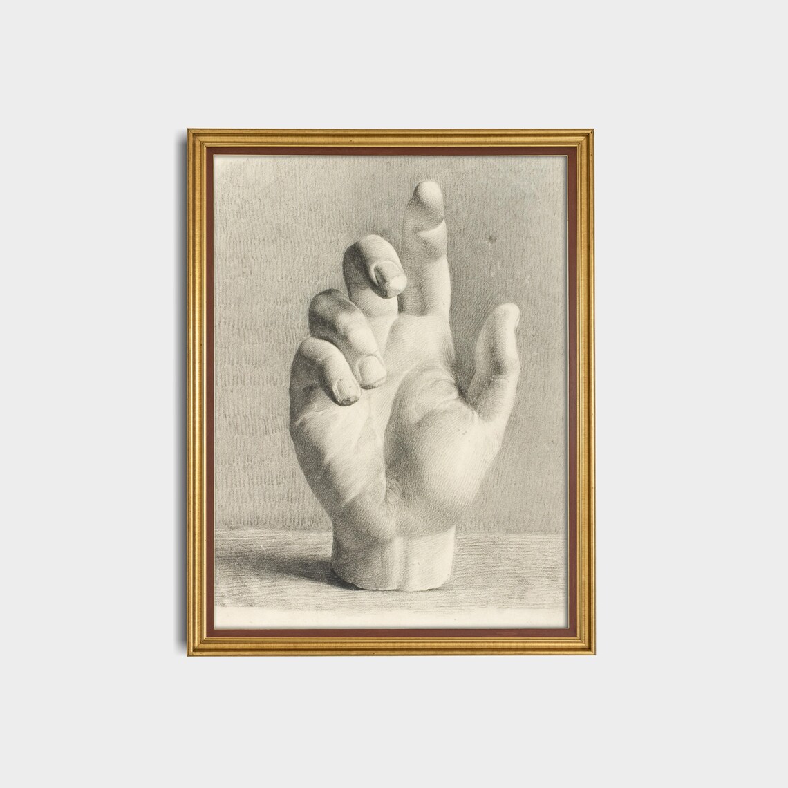 Academic Charcoal Study of a Hand Plaster Cast Classic Art Poster - Image 3