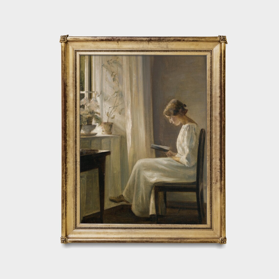 Woman Reading Book, Vintage Danish Interior Art Print - Image 4