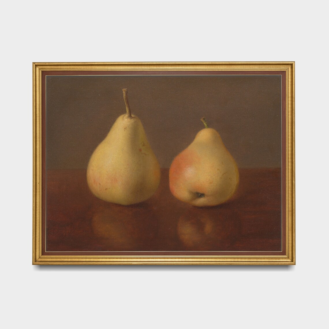 Two Ripe Pears on Wooden Table Antique Minimal Still Life Poster - Image 5