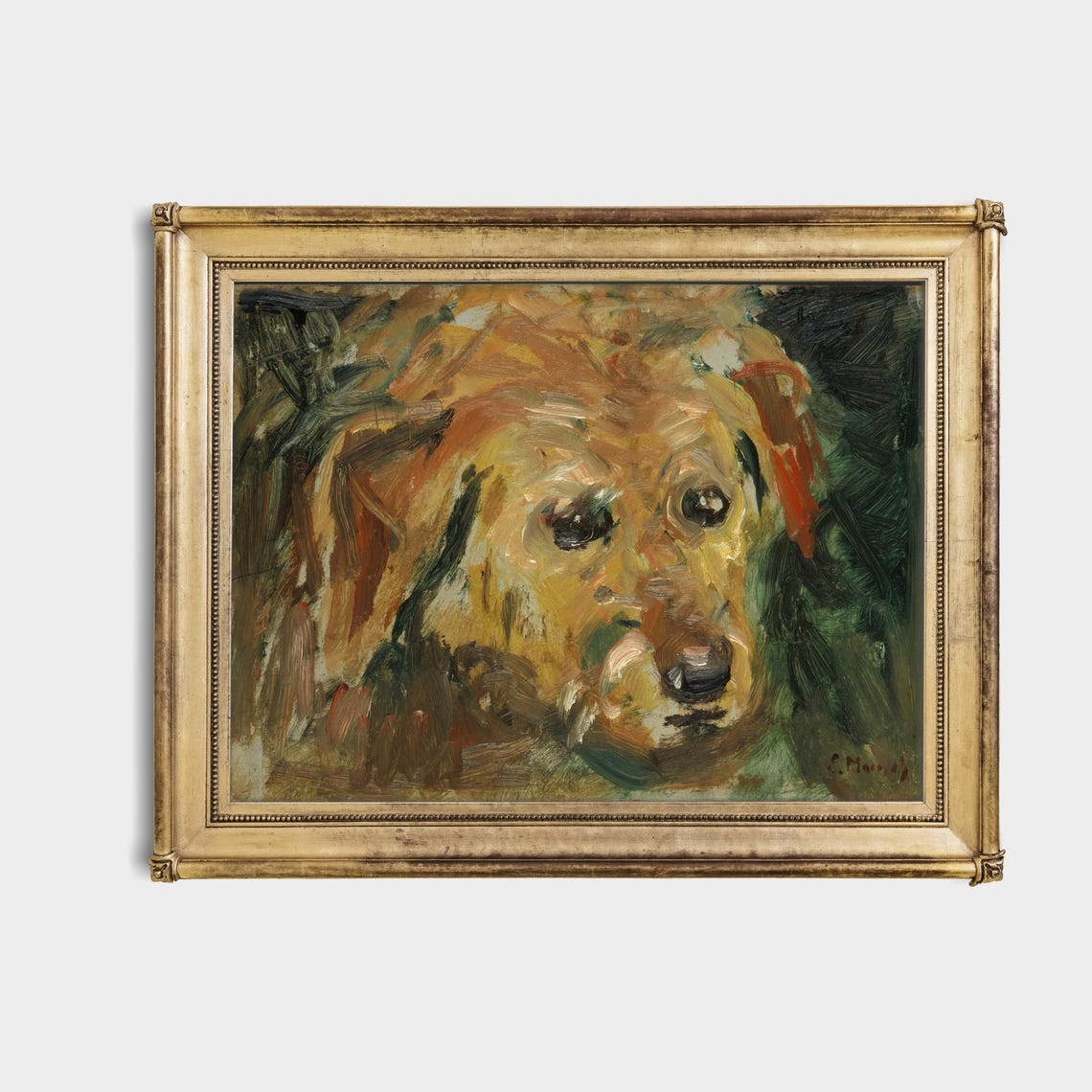 Gentle Golden Dog Portrait Impressionist Pet Oil Painting Poster - Image 4