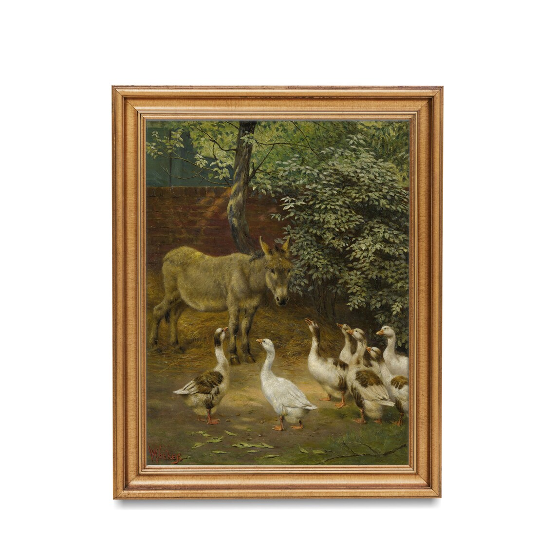Vintage Donkey With Ducks Rustic Country Art Print - Image 2