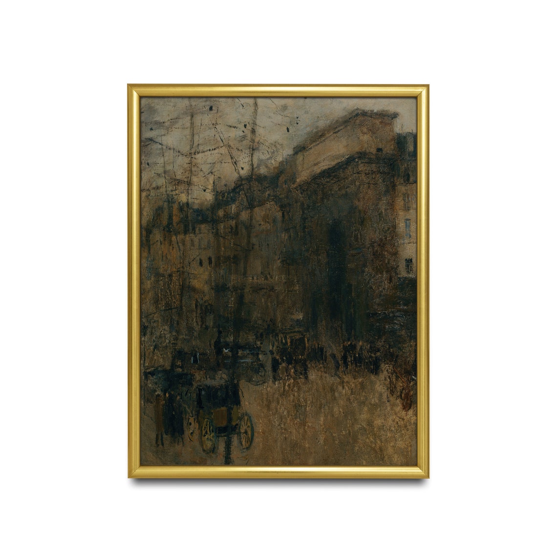 Moody Old City Street With a Horse Carriage Impressionist Poster - Image 2